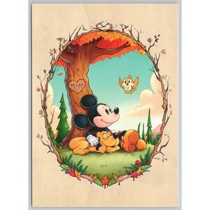 Disney Parks Exclusive Mickey Pluto "My Best Friend" Art Postcard 5x7 by Uminga